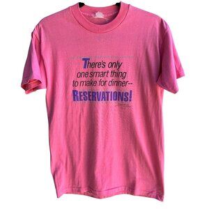 Shoebox Greetings Hallmark Vintage Womens Pink Reservations Graphic Print Tee